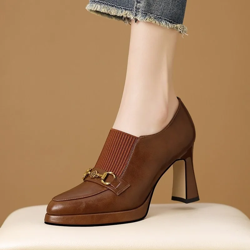 Women's One Pedal Loafer High Heel Soft Leather Shoes 2026New Thick Bottom British Style Elastic Mouth Chunky Heel Shoes
Women's One Pedal Loafer High Heel Soft Leather Shoes 2026New Thick Bottom British Style Elastic Mouth Chunky Heel Shoes