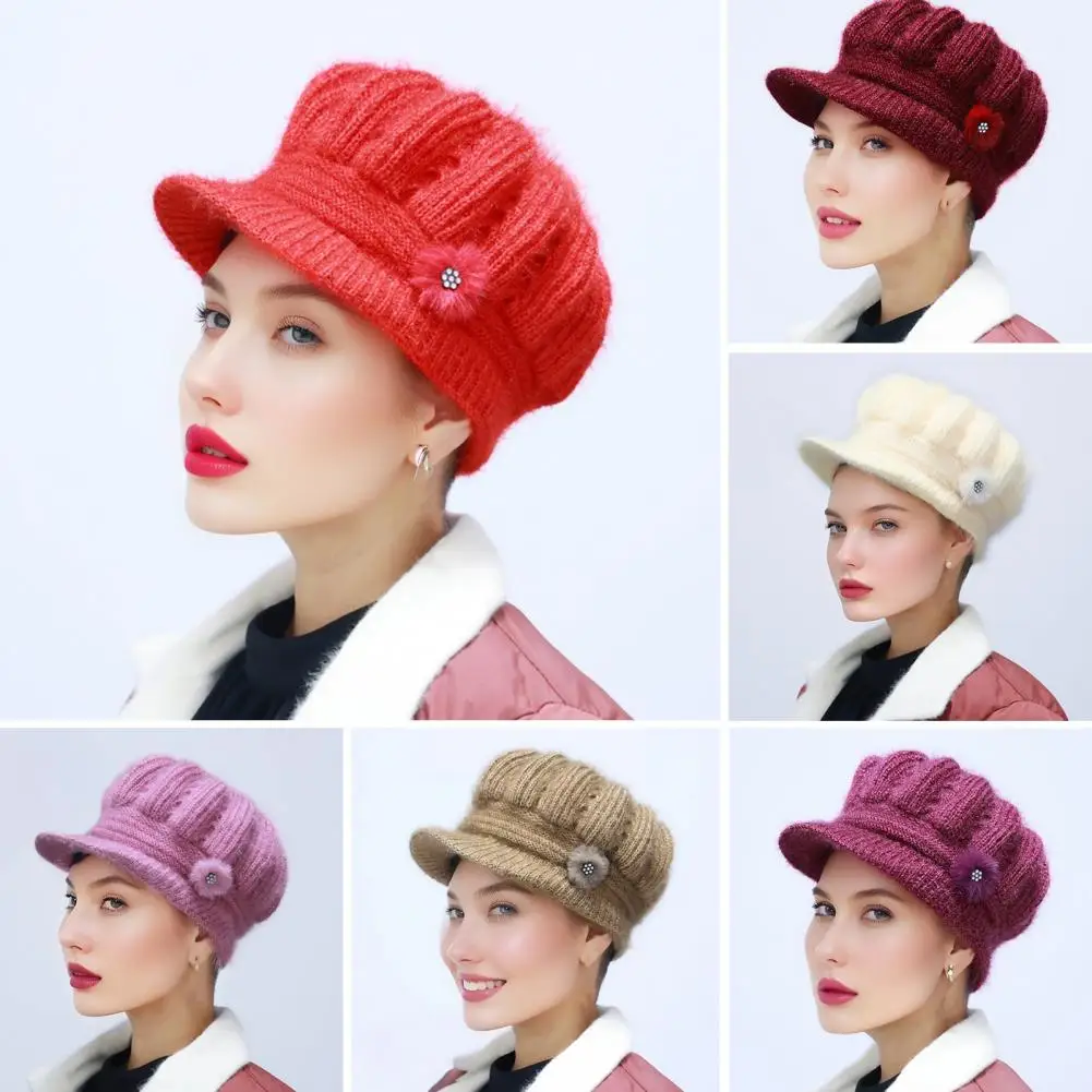 Women Winter Hat Stylish Women's Knitted Winter Hat with Extended Brim Plush Lining Solid Color Flower Decor for Cold
Women Winter Hat Stylish Women's Knitted Winter Hat with Extended Brim Plush Lining Solid Color Flower Decor for Cold