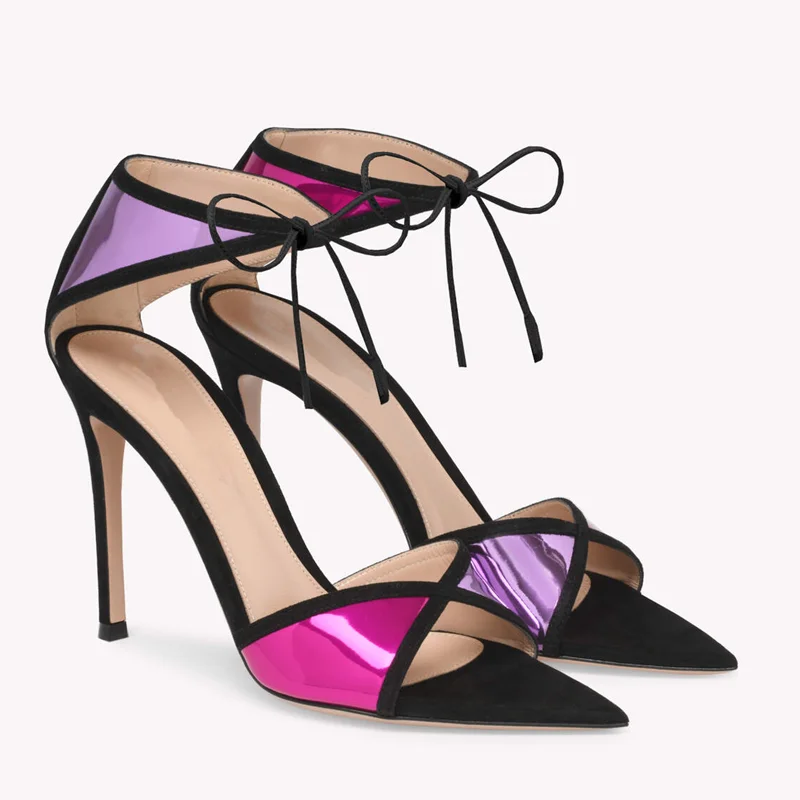 Shiny Patent Leather Patchwork Lace Up Sandals Sexy Pointed Toe Cover The Heel New Arrivals Fashion Women Modern Shoes
Shiny Patent Leather Patchwork Lace Up Sandals Sexy Pointed Toe Cover The Heel New Arrivals Fashion Women Modern Shoes