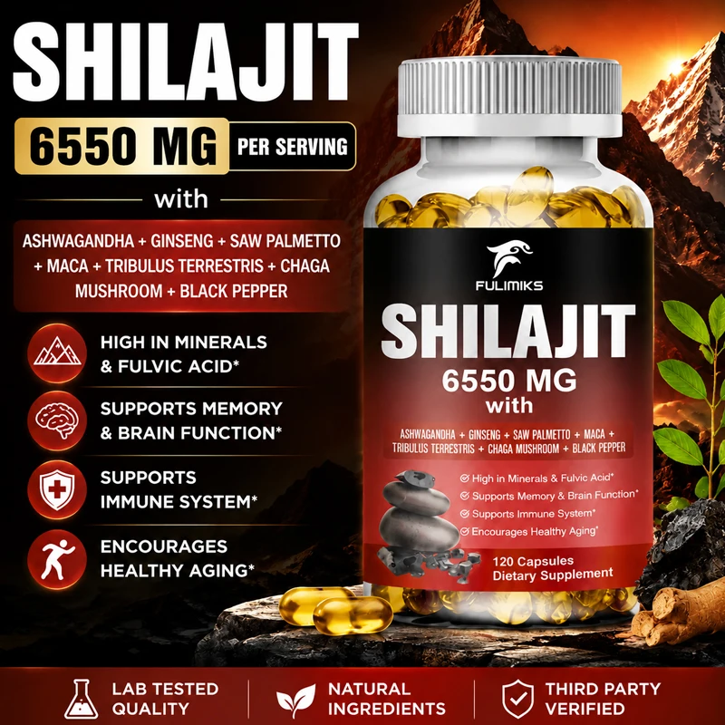 FULIMIKS Shilajit Fulvic Acid Supplement, with Chaga & Black Pepper, Boosts Energy, Stamina, Immunity, Brain Health & Vitality
FULIMIKS Shilajit Fulvic Acid Supplement, with Chaga & Black Pepper, Boosts Energy, Stamina, Immunity, Brain Health & Vitality