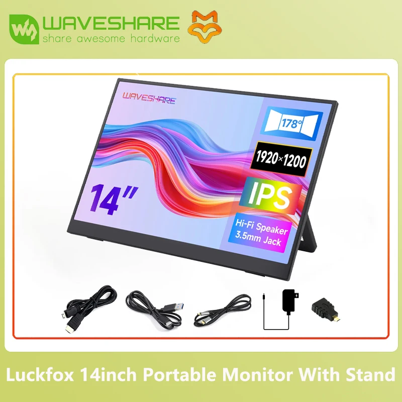 Waveshare Luckfox 14-дюймовый портативный монитор с подставкой, без сенсорного экрана IPS, 1920 × 1200 Full HD 178 ° , Корпус из АБС-пластика, Интерфейс Mini HDMI,
Waveshare Luckfox 14-дюймовый портативный монитор с подставкой, без сенсорного экрана IPS, 1920 × 1200 Full HD 178 ° , Корпус из АБС-пластика, Интерфейс Mini HDMI,