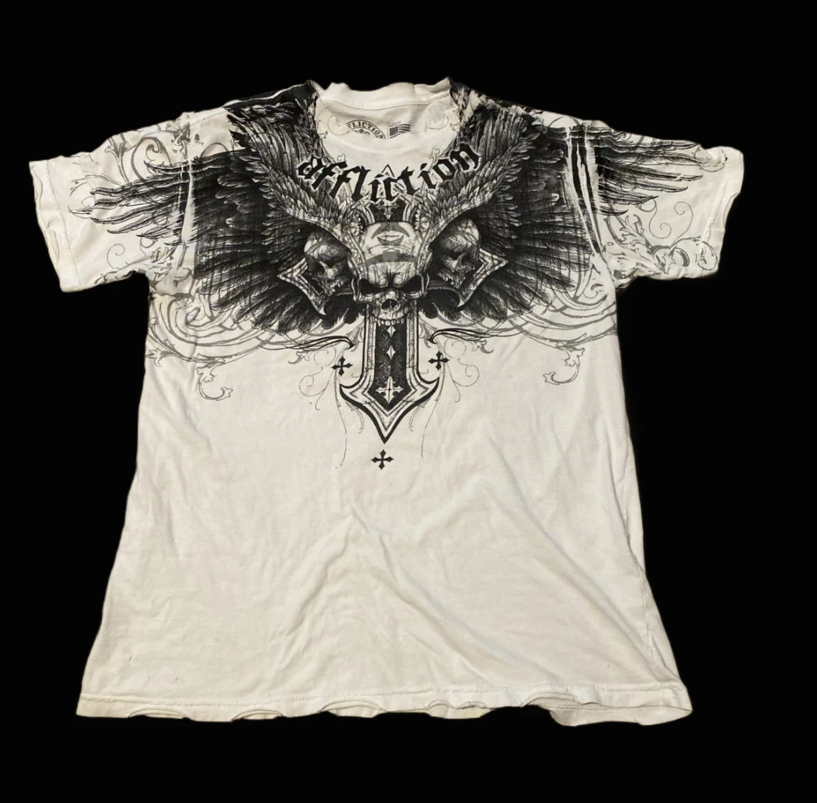 AFFICTION High Street Y2K Short Sleeves Mens Retro Graphic Print Oversized T Shirt Harajuku Gothic Cotton men and women Tops
AFFICTION High Street Y2K Short Sleeves Mens Retro Graphic Print Oversized T Shirt Harajuku Gothic Cotton men and women Tops