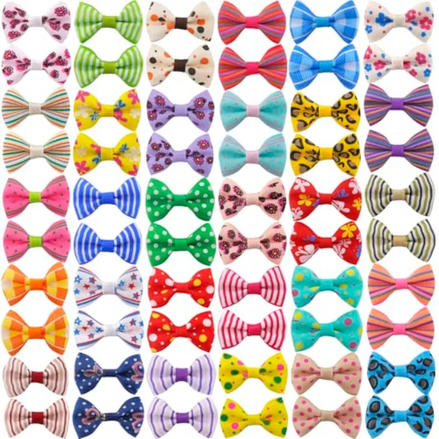 Pet grooming accessories: small puppy hair bows in assorted colors, soft fabric material, secure clip design for comfortable we
Pet grooming accessories: small puppy hair bows in assorted colors, soft fabric material, secure clip design for comfortable we
