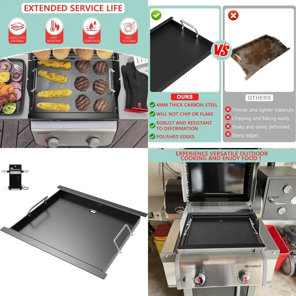 Full-Size Griddle for Weber Spirit 200 Series Gas Grills (2016-2024), Carbon Steel Flat Top Replacement, Fits Models E-210, S-21
Full-Size Griddle for Weber Spirit 200 Series Gas Grills (2016-2024), Carbon Steel Flat Top Replacement, Fits Models E-210, S-21