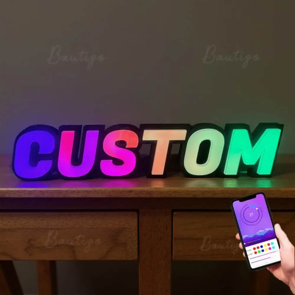 Custom 3D LED Colored Letters Personalized Light Smart Controlled Sign Frontlit LED Acrylic Wall Decor for Business or Home
Custom 3D LED Colored Letters Personalized Light Smart Controlled Sign Frontlit LED Acrylic Wall Decor for Business or Home