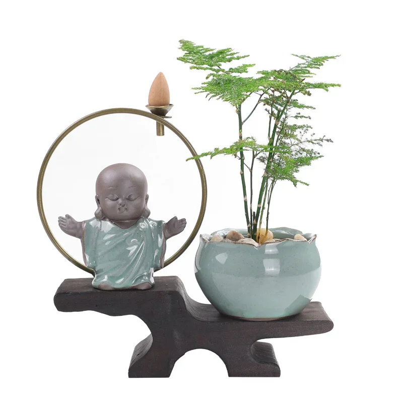New Chinese-style green plant decoration, living room book desktop home furnishing, ceramic entrance ornament, potted plants
New Chinese-style green plant decoration, living room book desktop home furnishing, ceramic entrance ornament, potted plants