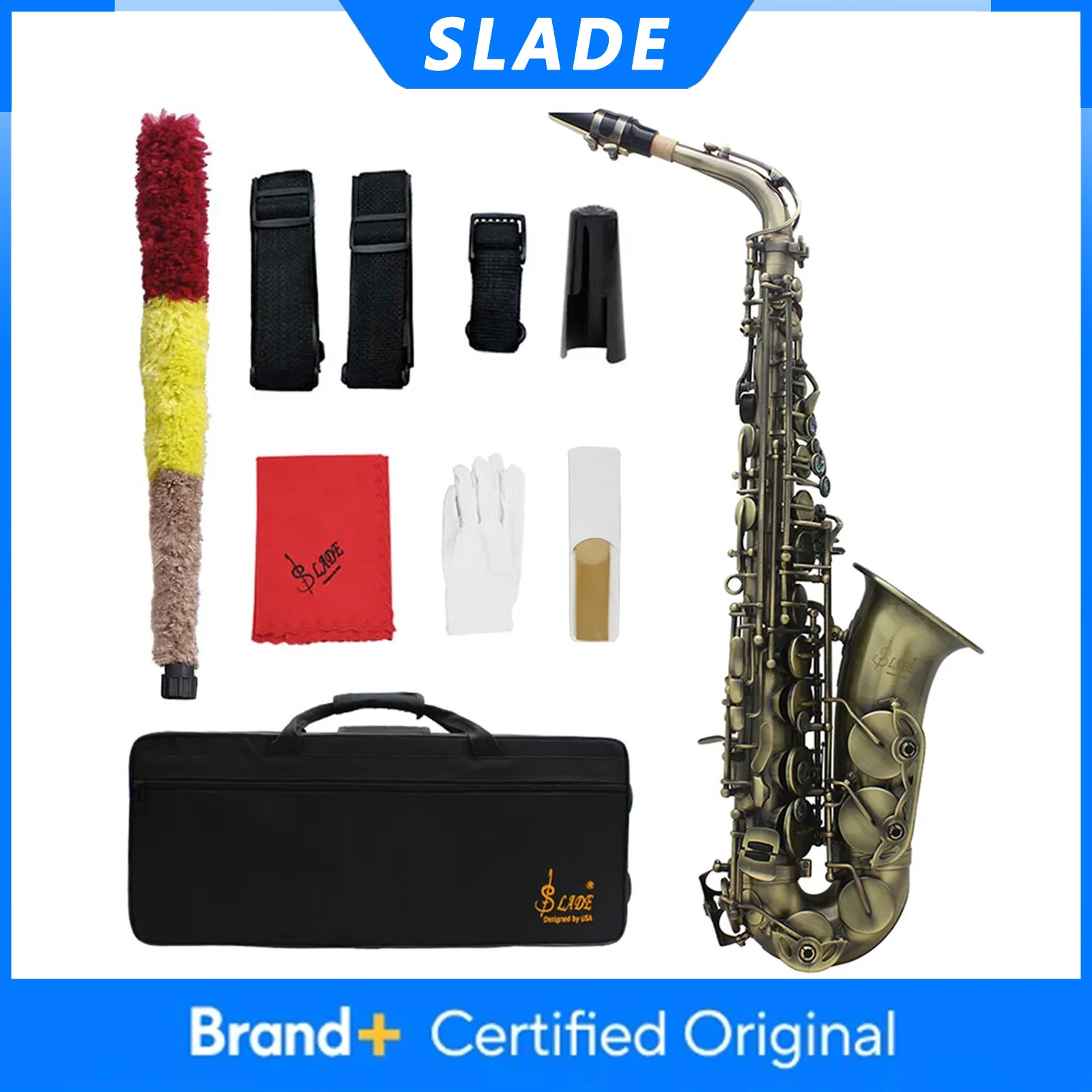 Саксофон альт SLADE WSS956, латунный корпус, саксофон Eb, бронзовый саксофон с кейсом, тростниками, перчатками, запчастями и аксессуарами, духовой инструмент
Саксофон альт SLADE WSS956, латунный корпус, саксофон Eb, бронзовый саксофон с кейсом, тростниками, перчатками, запчастями и аксессуарами, духовой инструмент