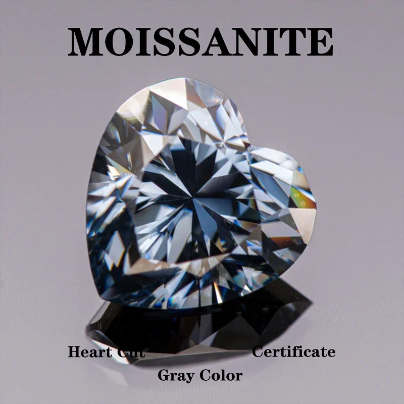Moissanite Stone Heart Cut Gray Color Extremely Shiny Quality DIY Advanced Charms Jewelry Rings Earrings Making Certificate
Moissanite Stone Heart Cut Gray Color Extremely Shiny Quality DIY Advanced Charms Jewelry Rings Earrings Making Certificate