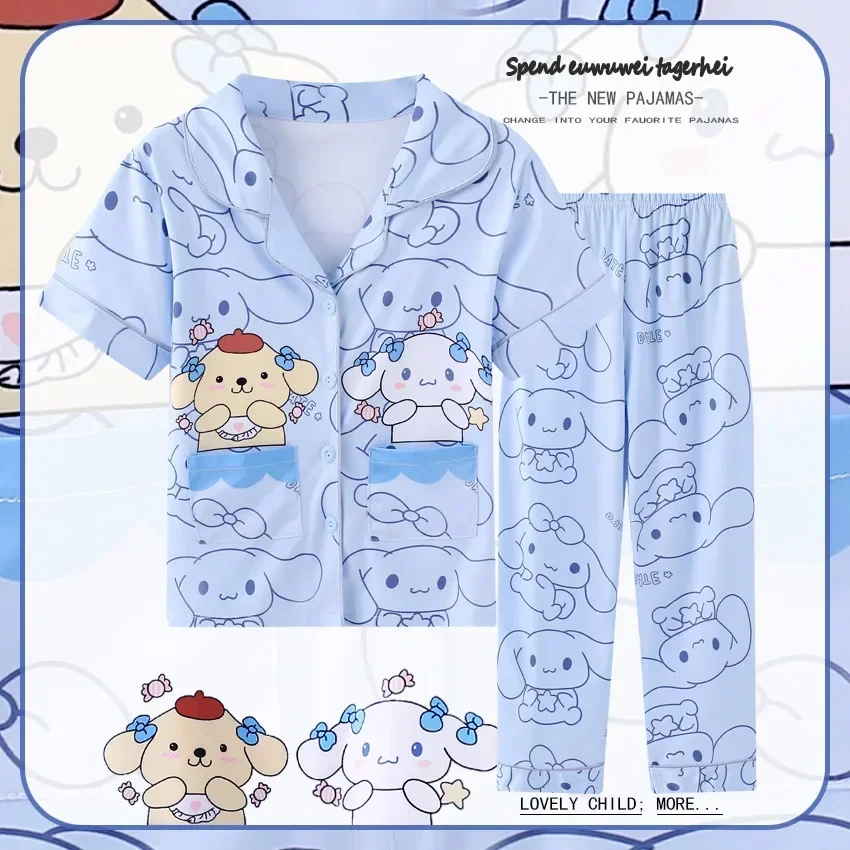 Sanrio Cinnamoroll Kuromi My Melody Children's Pajamas Cartoon Anime Cardigan Short Sleeved Pants Set Girl Casual Home Clothing
Sanrio Cinnamoroll Kuromi My Melody Children's Pajamas Cartoon Anime Cardigan Short Sleeved Pants Set Girl Casual Home Clothing