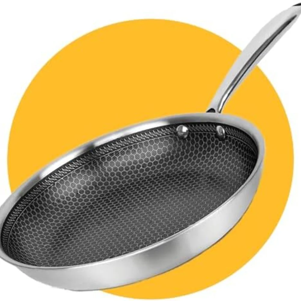 NonStick Stainless Steel Frying Pan Compatible with Various Heat Sources Including Induction Gas Oven Dishwasher Safe
NonStick Stainless Steel Frying Pan Compatible with Various Heat Sources Including Induction Gas Oven Dishwasher Safe