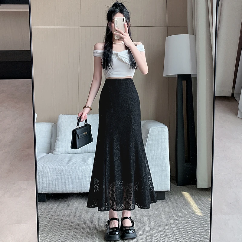 Hollow Lace Skirt for Women in Spring Summer Medium-length High-waisted Hot Girl A-line Fishtail Skirts Clothing Korean Retro
Hollow Lace Skirt for Women in Spring Summer Medium-length High-waisted Hot Girl A-line Fishtail Skirts Clothing Korean Retro
