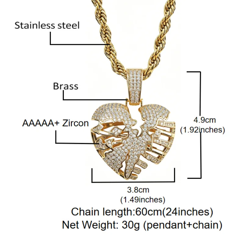 Trendy Hollow Heart Necklace Inlaid 5A Cubic Zirconia Unique Broken Heart Shape Unisex Rock Party Jewelry
Trendy Hollow Heart Necklace Inlaid 5A Cubic Zirconia Unique Broken Heart Shape Unisex Rock Party Jewelry
