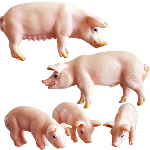Simulated Animal Pig Plastic Pig Parent-child Farm Toy Plastic Ornament Children's Toy Model Micro Landscape Garden Ornament