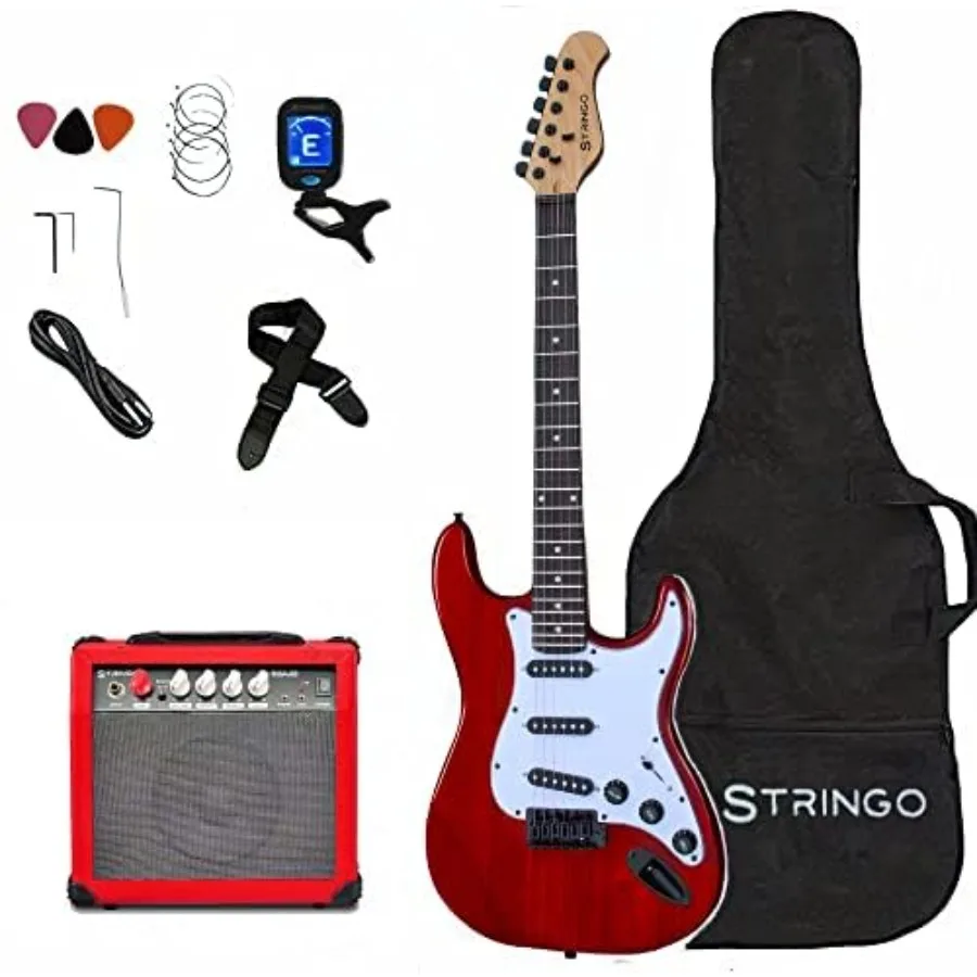 Full Size 39 Inch Red Electric Guitar Beginner Kit with Tremolo Bridge 20W Amplifier 3 Guitar Picks Shoulder Strap Tuner and Pr
Full Size 39 Inch Red Electric Guitar Beginner Kit with Tremolo Bridge 20W Amplifier 3 Guitar Picks Shoulder Strap Tuner and Pr