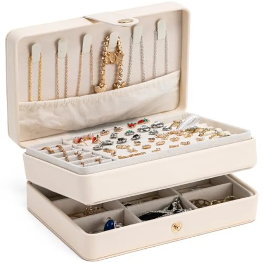 Jewelry Organizer Box, 2-Layer Large Jewelry Storage Case, Portable Travel Jewelrys Display Holder for Earrings, Necklaces, Bra
Jewelry Organizer Box, 2-Layer Large Jewelry Storage Case, Portable Travel Jewelrys Display Holder for Earrings, Necklaces, Bra