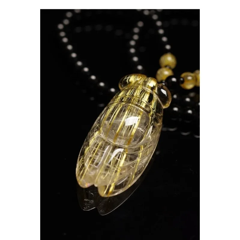 Titanium hair crystal Yiming amazing golden cicada, crystal carving car pendant hand necklace pendant
Titanium hair crystal Yiming amazing golden cicada, crystal carving car pendant hand necklace pendant