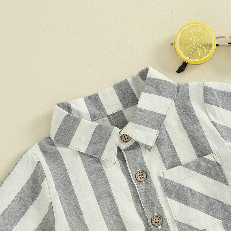 Baby Boy Summer Clothes Striped Print Shirt Button Down Tops Solid Color Shorts Toddler Gentleman Outfit Shorts Set
Baby Boy Summer Clothes Striped Print Shirt Button Down Tops Solid Color Shorts Toddler Gentleman Outfit Shorts Set