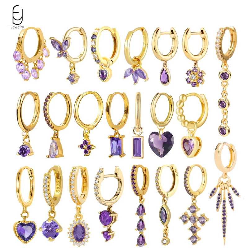 925 Sterling Silver Ear Needle Purple Crystal Heart Pendant Earrings Luxury Geometric Gold Earrings For Women Fashion Jewelry
925 Sterling Silver Ear Needle Purple Crystal Heart Pendant Earrings Luxury Geometric Gold Earrings For Women Fashion Jewelry