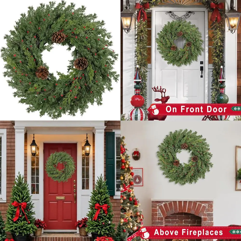 24 Realistic Touch Artificial Pine Wreath for Outdoor/Indoor Holiday Decor - Perfect for Front Door
24 Realistic Touch Artificial Pine Wreath for Outdoor/Indoor Holiday Decor - Perfect for Front Door