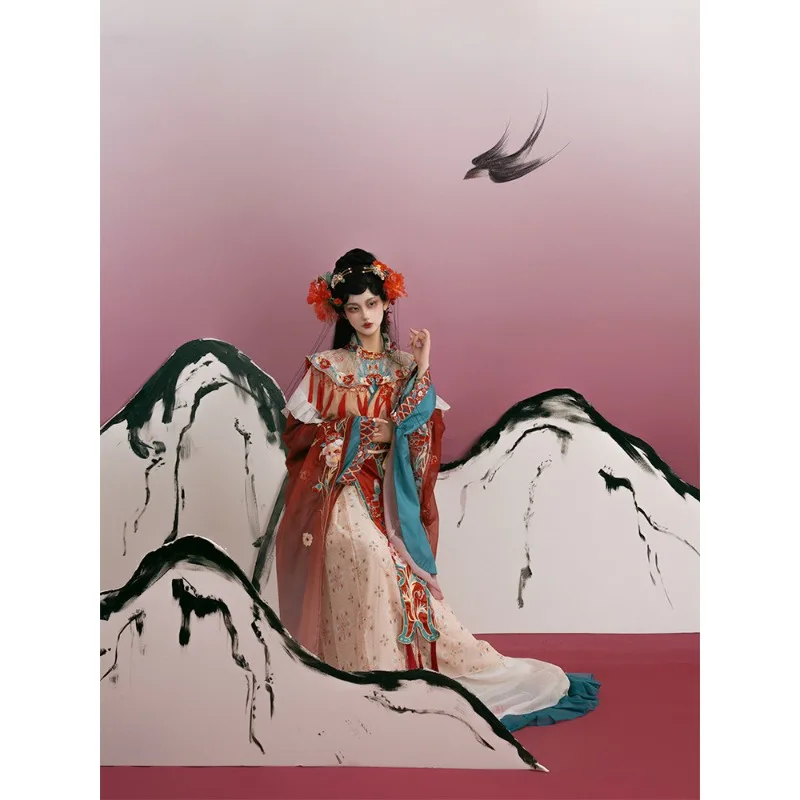 Hanfu, female Wei and Jin opera style embroidery half-arm collar big sleeve waist pleated skirt set
Hanfu, female Wei and Jin opera style embroidery half-arm collar big sleeve waist pleated skirt set