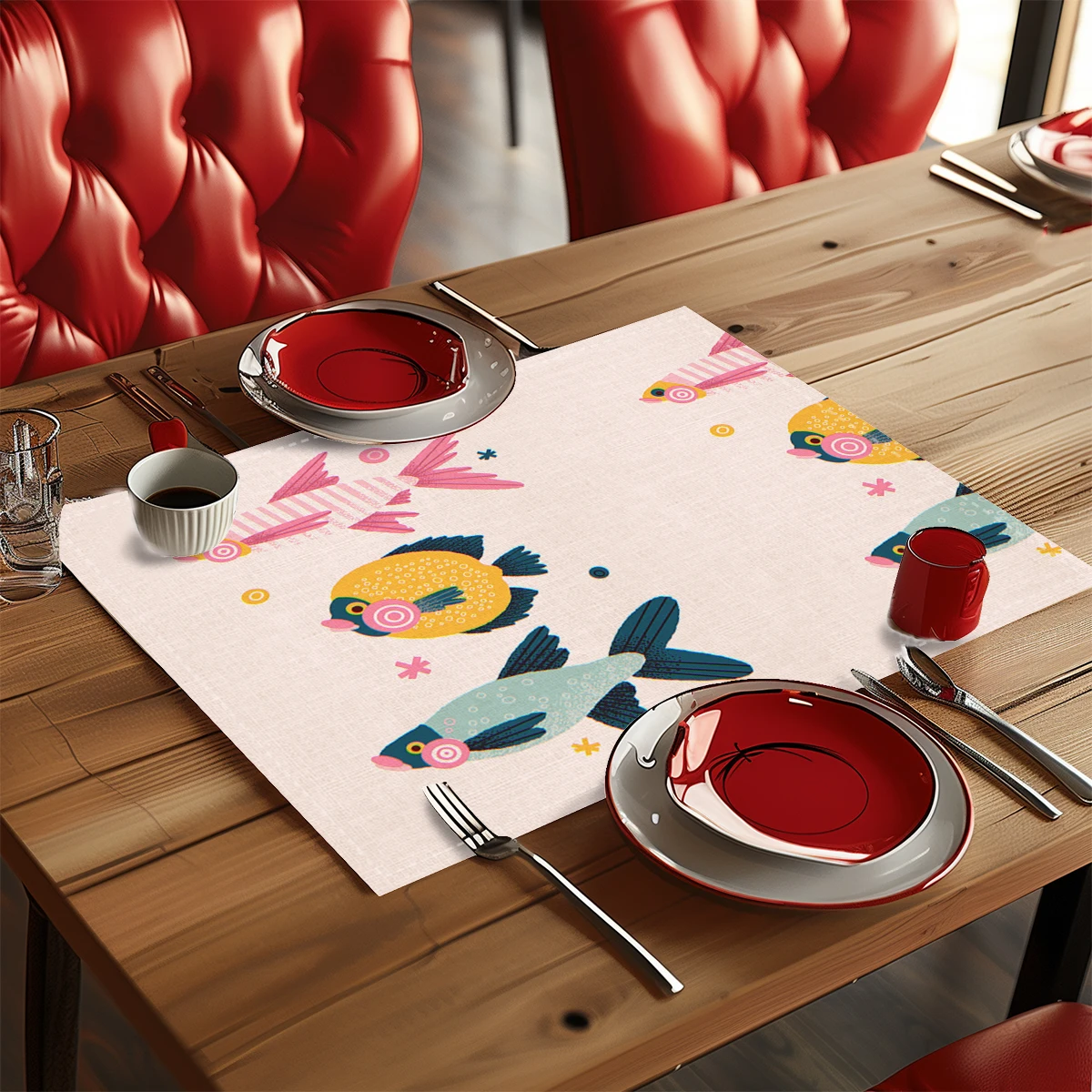 Cute Fish Pattern Polyester Placemats & Coasters - Decorative Table Linens for Home Kitchen, Dining Table and Party Use
Cute Fish Pattern Polyester Placemats & Coasters - Decorative Table Linens for Home Kitchen, Dining Table and Party Use