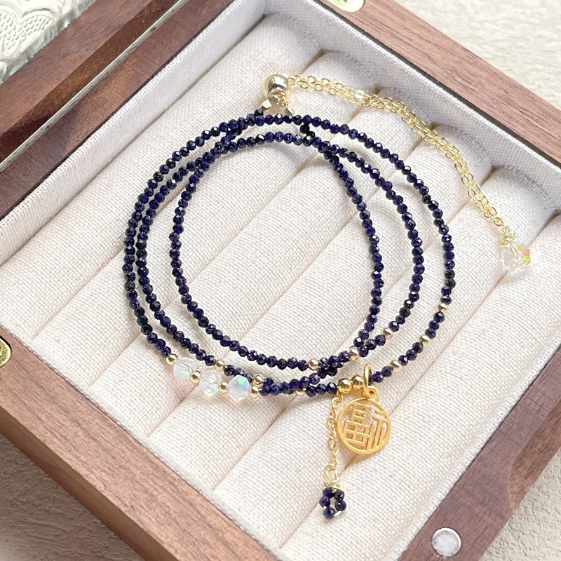 Blue Gold Sandstone Blue Sandstone Cut Surface Three-Ring Bracelet Women's Multi-Layer Bracelet Beaded Jewelry
Blue Gold Sandstone Blue Sandstone Cut Surface Three-Ring Bracelet Women's Multi-Layer Bracelet Beaded Jewelry