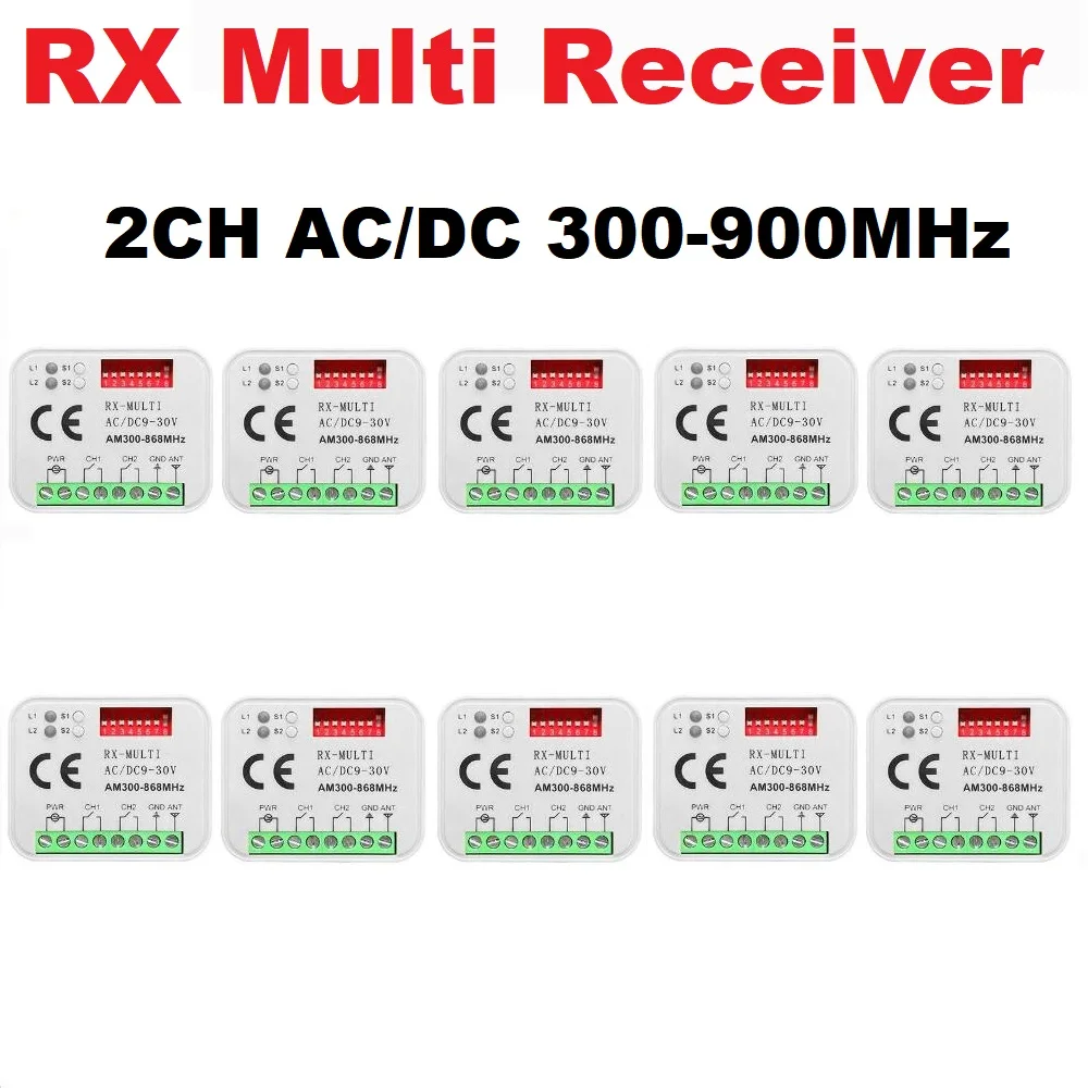 10PCS RX MULTI Receiver 300-868MHz AC DC 9-30V Universal Remote Control Garage Door Receiver 2 Channels Gate 433mhz 868mhz Fob
10PCS RX MULTI Receiver 300-868MHz AC DC 9-30V Universal Remote Control Garage Door Receiver 2 Channels Gate 433mhz 868mhz Fob
