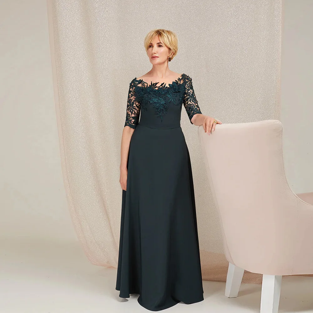 Elegant Mother of the Bride Dresses for Wedding O Neck 3/4 Sleeve Wedding Party Gowns Applique A-Line Floor Length فساتين السهرة
Elegant Mother of the Bride Dresses for Wedding O Neck 3/4 Sleeve Wedding Party Gowns Applique A-Line Floor Length فساتين السهرة