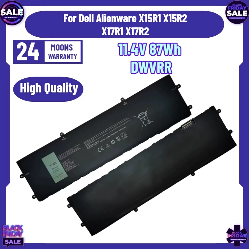 11.4V 87Wh DWVRR Laptop Battery Replacement for Dell Alienware X15R1 X15R2 X17R1 X17R2 Notebook Battery
11.4V 87Wh DWVRR Laptop Battery Replacement for Dell Alienware X15R1 X15R2 X17R1 X17R2 Notebook Battery