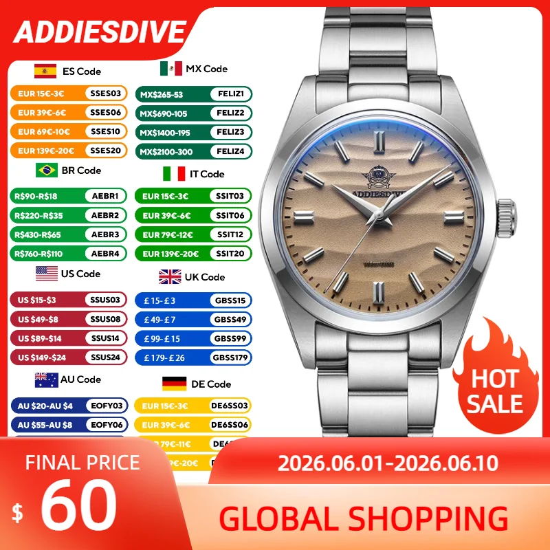 ADDIESDIVE New 36MM Quartz Watch for Men Luxury Stainless Steel AR Coating Bubble Pot Cover Glass 100m Waterproof AD2030 Watches
ADDIESDIVE New 36MM Quartz Watch for Men Luxury Stainless Steel AR Coating Bubble Pot Cover Glass 100m Waterproof AD2030 Watches