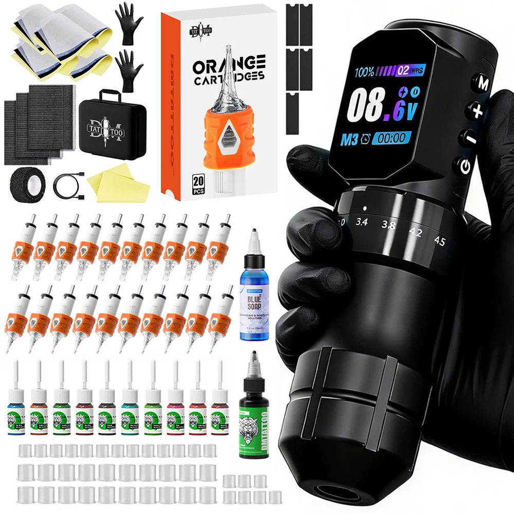 Профессиональный набор для татуировки: беспроводная машинка для татуировки с регулируемым ходом, бесщеточный мотор, с синим мылом для татуировки и чернилами для татуировки.
Профессиональный набор для татуировки: беспроводная машинка для татуировки с регулируемым ходом, бесщеточный мотор, с синим мылом для татуировки и чернилами для татуировки.