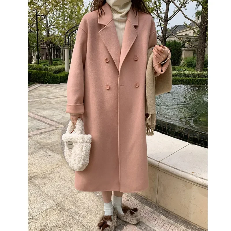 Women's Casual Woolen Coat, Mid-Long Loose Outerwear, Korean Temperament, Wool Coats, Pink, Autumn, Winter, New, Female Fashion
Women's Casual Woolen Coat, Mid-Long Loose Outerwear, Korean Temperament, Wool Coats, Pink, Autumn, Winter, New, Female Fashion