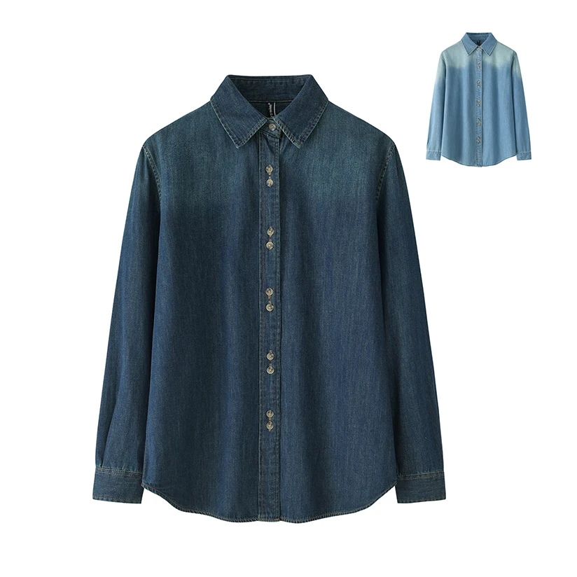 Retro Sle Loose Casual Denim irt Women's Long Sve Top ort Outerwear Soft Cotton Collar Button Closure
Retro Sle Loose Casual Denim irt Women's Long Sve Top ort Outerwear Soft Cotton Collar Button Closure