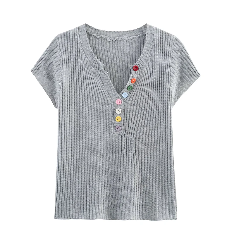 YENKYE 2025 Women Colorful Button Slim Casual Summer Tops Korean Fashion Simple Commute Knitted Short Sleeve T Shirt
YENKYE 2025 Women Colorful Button Slim Casual Summer Tops Korean Fashion Simple Commute Knitted Short Sleeve T Shirt