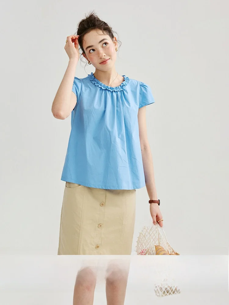 Original AMUU Blue Cotton Bubble Sleeve round Neck Shirt Women's Loose Fit Summer New Style Puffy Sleeve Top Comfortable Brea...
Original AMUU Blue Cotton Bubble Sleeve round Neck Shirt Women's Loose Fit Summer New Style Puffy Sleeve Top Comfortable Brea...
