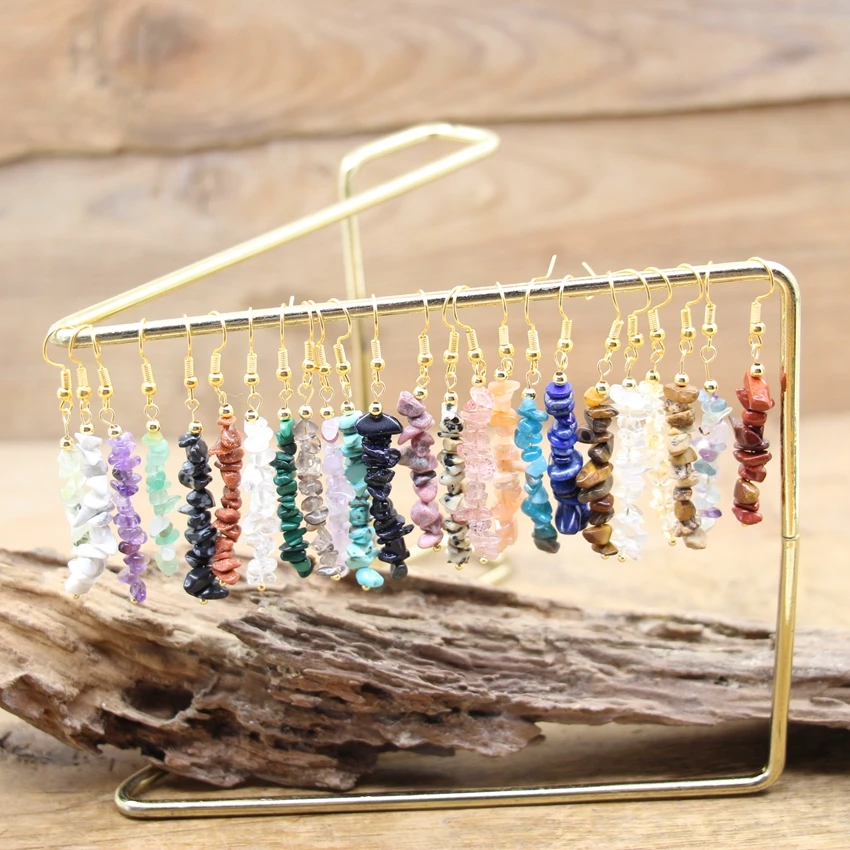 Bohemia Natural Stone Chip Drop Earring Raw Crystal Amethysts Gravel Tassel Charm Dangle Reiki Hook Eardrop Women Jewelry QC7027
Bohemia Natural Stone Chip Drop Earring Raw Crystal Amethysts Gravel Tassel Charm Dangle Reiki Hook Eardrop Women Jewelry QC7027