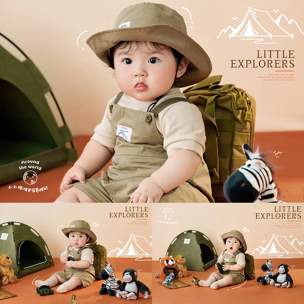 Little Explorer, реквизит для фотосъемки на тему кемпинга, костюм детского исследователя, плюшевые куклы с животными для студии, 100-дневная sesja для детской фотосессии
Little Explorer, реквизит для фотосъемки на тему кемпинга, костюм детского исследователя, плюшевые куклы с животными для студии, 100-дневная sesja для детской фотосессии