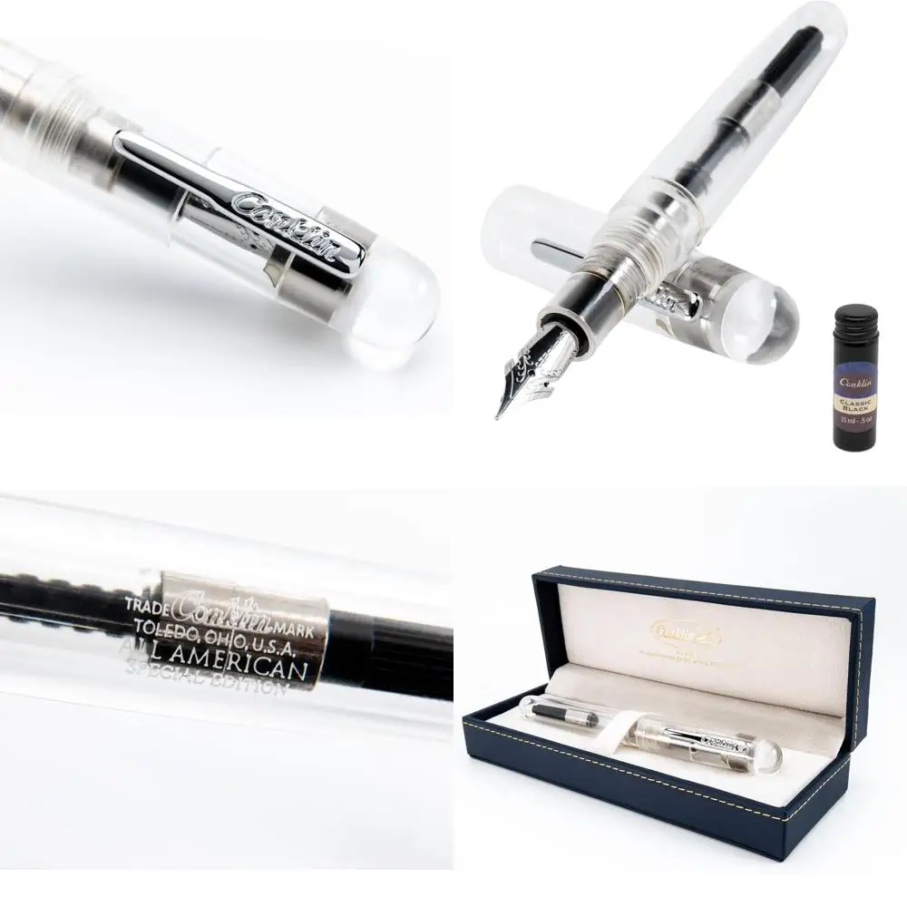 Роскошная прозрачная перьевая ручка с очень тонким пером и подарочным набором черных чернил 15 мл
Роскошная прозрачная перьевая ручка с очень тонким пером и подарочным набором черных чернил 15 мл