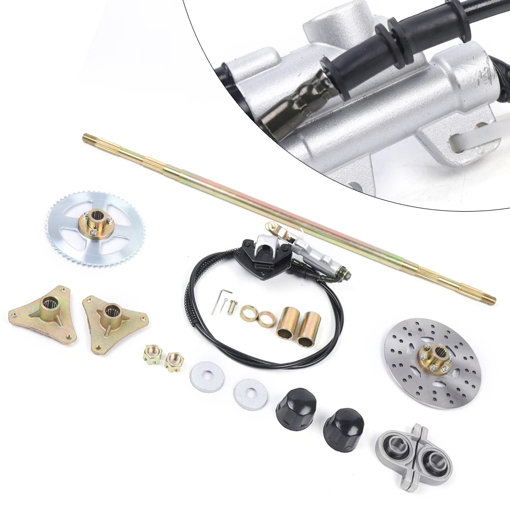 740mm Go Kart Rear Axle Complete Assembly Kit + Brake Master Cylinder + Pair of Pillow Blocks for 50cc 70cc Mini Quads ATV Buggy
740mm Go Kart Rear Axle Complete Assembly Kit + Brake Master Cylinder + Pair of Pillow Blocks for 50cc 70cc Mini Quads ATV Buggy