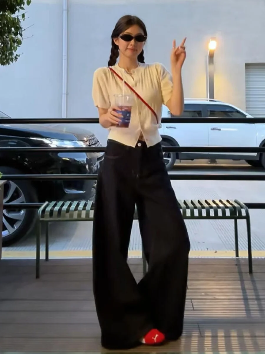 Retro High Waist Wide Leg Denim Jeans Women's Spring Autumn New Style Sweet Cool Spicy Loose Slim Straight Leg Pants
Retro High Waist Wide Leg Denim Jeans Women's Spring Autumn New Style Sweet Cool Spicy Loose Slim Straight Leg Pants