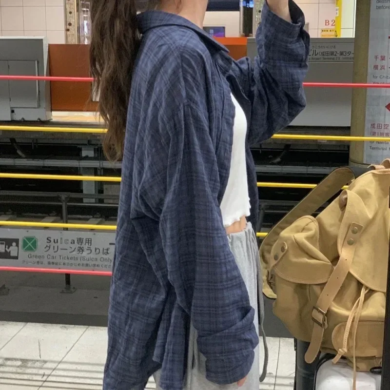 Retro Plaid Blusas Women Korean Spring Summer New Design Loose Shirt Outerwear Outdoor Long Sleeve Mid-Length Tops Blusas Mujer
Retro Plaid Blusas Women Korean Spring Summer New Design Loose Shirt Outerwear Outdoor Long Sleeve Mid-Length Tops Blusas Mujer