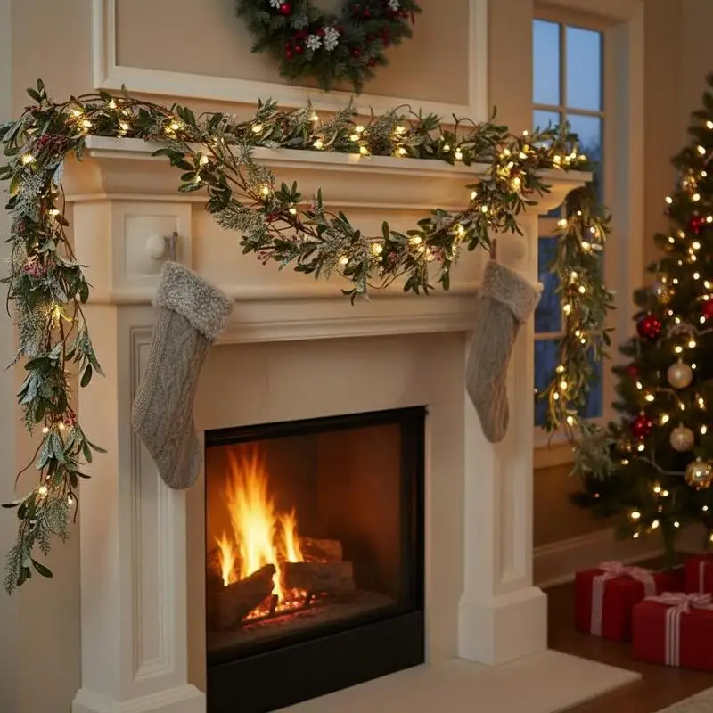 Artificial Holiday Swag 9-FT For Mantel, Fireplace, Railing, Vines Olive Leaves Berries Decor Integrated Light String Greenery Ornament
Artificial Holiday Swag 9-FT For Mantel, Fireplace, Railing, Vines Olive Leaves Berries Decor Integrated Light String Greenery Ornament