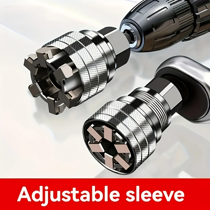 1pc a Versatile Socket Wrench Adapter That Adjusts to Fit Hex Head Nuts And Bolts Ranging from 10 to 19Mm. It Is Compatible with 3/8" Drive Ratchet Torque Wrenches And Electric Drills, Designed for Ease of Use And Adjustability, in a Silvery End
1pc a Versatile Socket Wrench Adapter That Adjusts to Fit Hex Head Nuts And Bolts Ranging from 10 to 19Mm. It Is Compatible with 3/8" Drive Ratchet Torque Wrenches And Electric Drills, Designed for Ease of Use And Adjustability, in a Silvery End