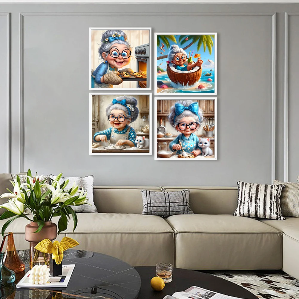 4pcs Grandma 5D DIY Full Drill Round Diamond Painting Kit Home Decor 30x30cm
4pcs Grandma 5D DIY Full Drill Round Diamond Painting Kit Home Decor 30x30cm
