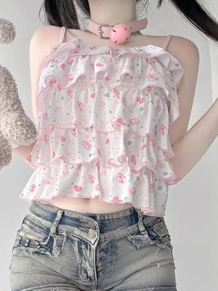 Летняя японская фея, милая майка с принтом, гранж Fairycore, женская укороченная майка в стиле Харадзюку, милые майки с открытой спиной и рюшами
Летняя японская фея, милая майка с принтом, гранж Fairycore, женская укороченная майка в стиле Харадзюку, милые майки с открытой спиной и рюшами