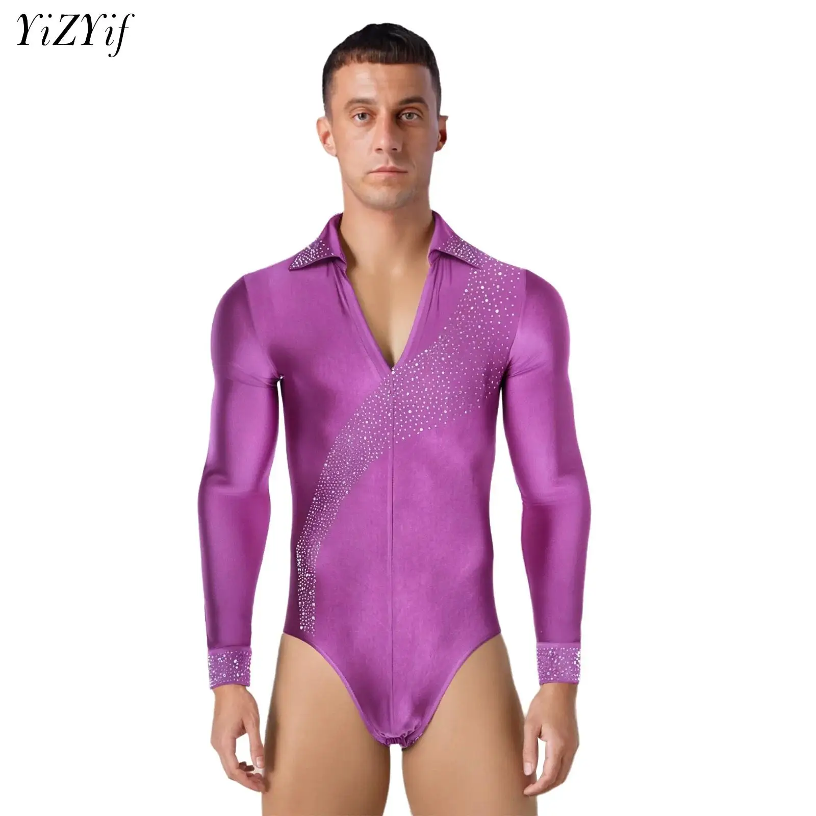 Mens Tango Latin Dance Jumpsuit Figure Skating Ballet Gymnastics Performance Costume Shiny Rhinestones Long Sleeve Leotards
Mens Tango Latin Dance Jumpsuit Figure Skating Ballet Gymnastics Performance Costume Shiny Rhinestones Long Sleeve Leotards