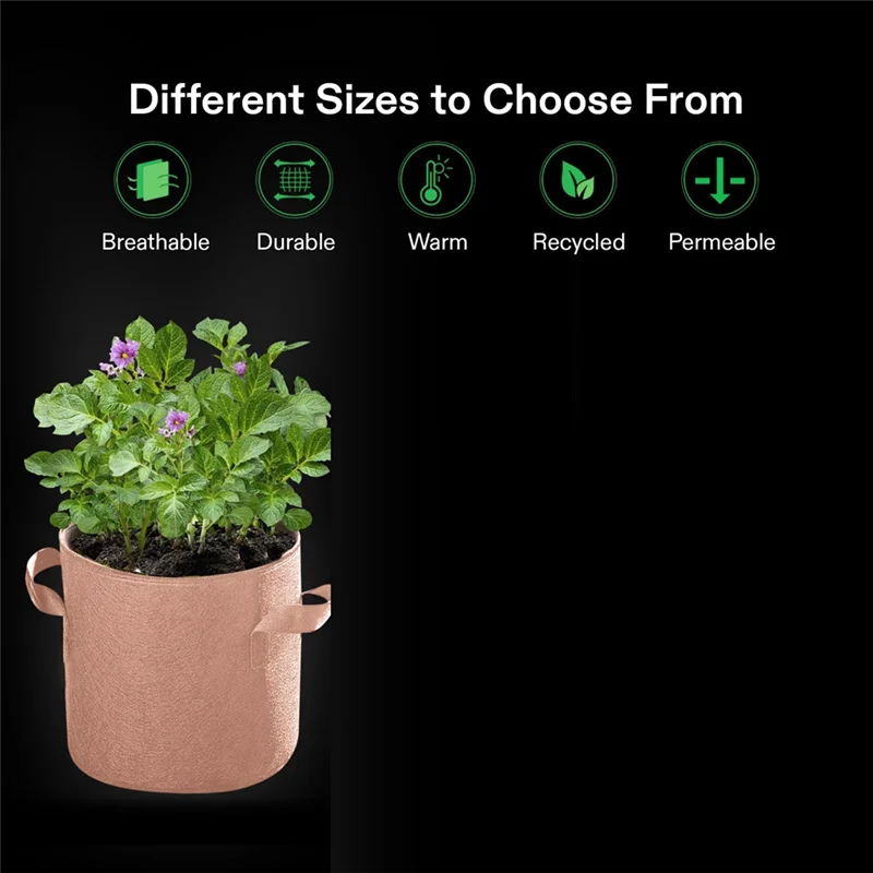 Tan Fabric Garden Pots, 7 Gallons, 5-Pack With Durable Strap Handles For Easy Movement-AT64
Tan Fabric Garden Pots, 7 Gallons, 5-Pack With Durable Strap Handles For Easy Movement-AT64