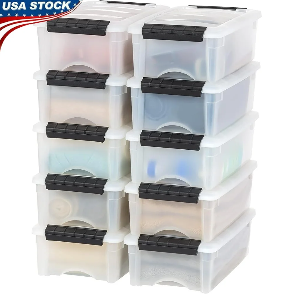 10 Pack 6 Qt Stackable Plastic Storage Bins with Lids BPA-Free Durable Organizing Solution Made in USA Tapered Design with Pull
10 Pack 6 Qt Stackable Plastic Storage Bins with Lids BPA-Free Durable Organizing Solution Made in USA Tapered Design with Pull
