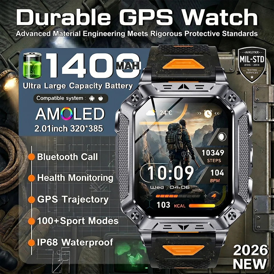 2026 New 1400mAh Battery Durable GPS Smart Watch Men 2.01" AMOLED Screen LED Lamp Call Waterproof Military Expedition Smartwatch
2026 New 1400mAh Battery Durable GPS Smart Watch Men 2.01" AMOLED Screen LED Lamp Call Waterproof Military Expedition Smartwatch