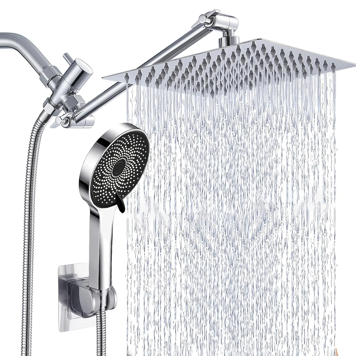 Shower Head, Rain Shower Head with Handheld Spray Combo, 8/10/12 Inch Adjustable High Pressure Rainfall Shower Head, Dual Showerhead Set with Extension Arm And 60 Inch Long Shower Hose (Silvery)
Shower Head, Rain Shower Head with Handheld Spray Combo, 8/10/12 Inch Adjustable High Pressure Rainfall Shower Head, Dual Showerhead Set with Extension Arm And 60 Inch Long Shower Hose (Silvery)